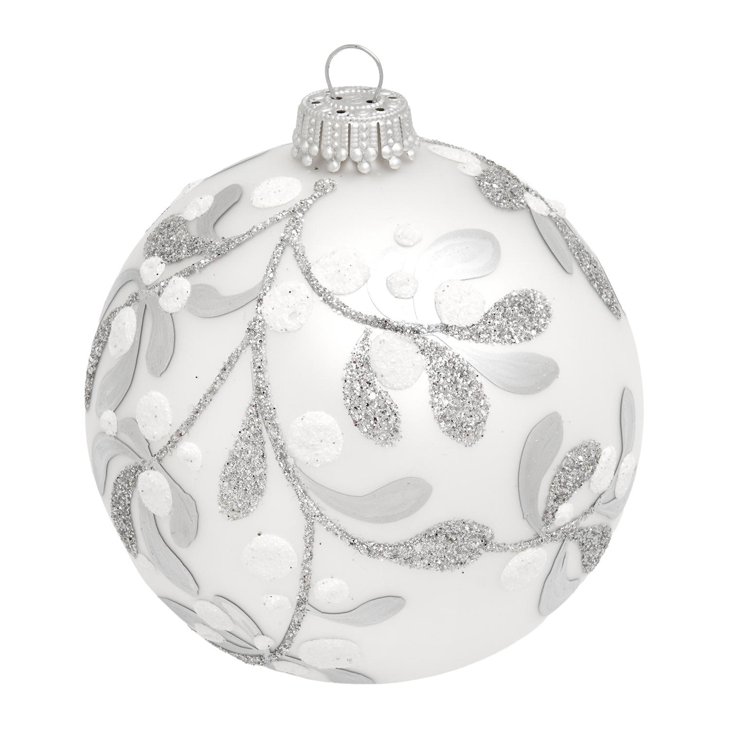 Weihnachtskugeln Zweige Silberfarbig 8cm