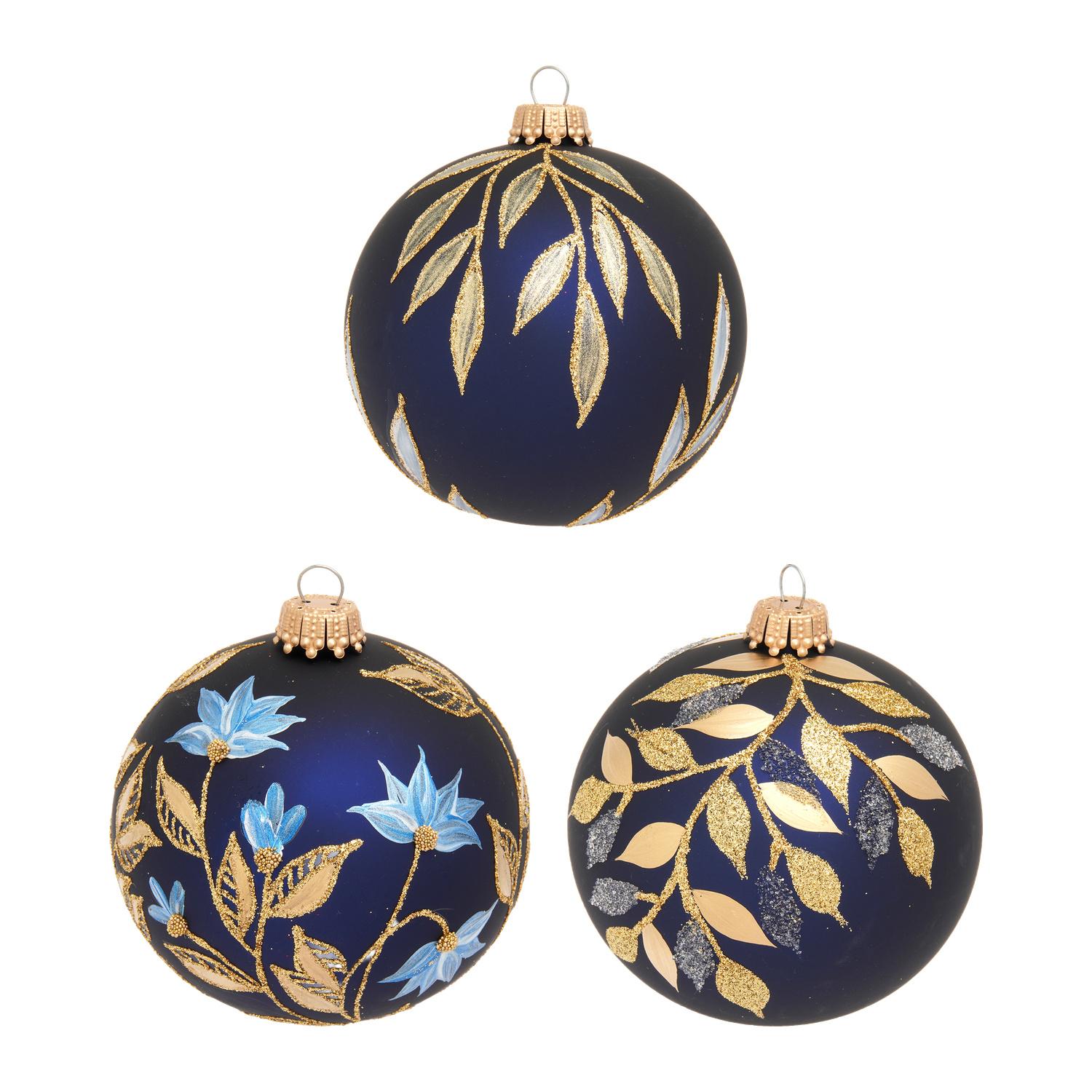 Weihnachtskugeln Verzauberte Natur blau 8cm
