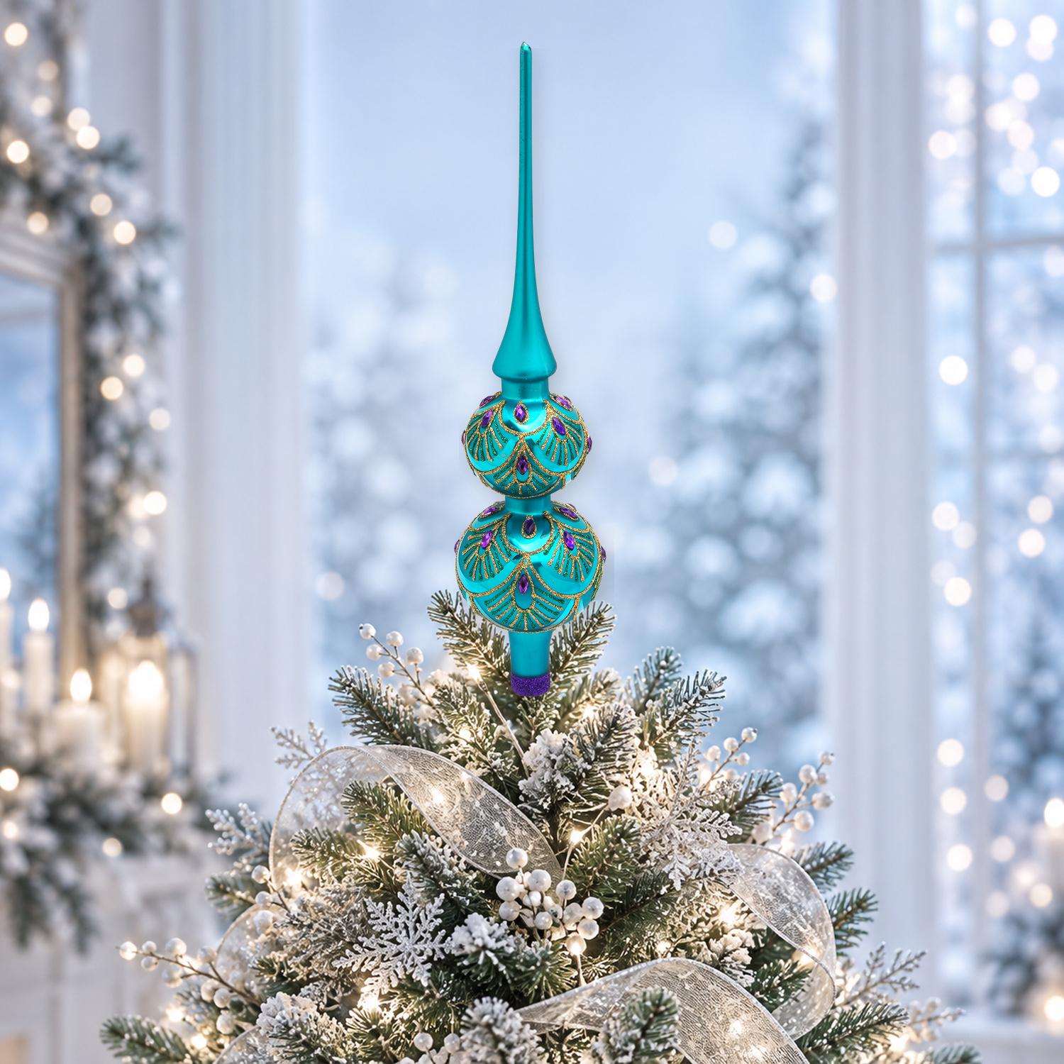 Baumspitze Elegante Weihnacht T�rkis 31cm