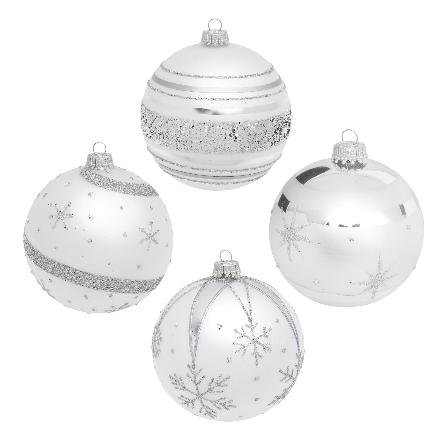 Weihnachtskugeln Elegant Silberfarbig 8cm