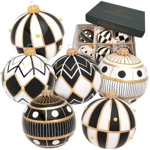 Weihnachtskugeln Art Deco Wei� 8cm