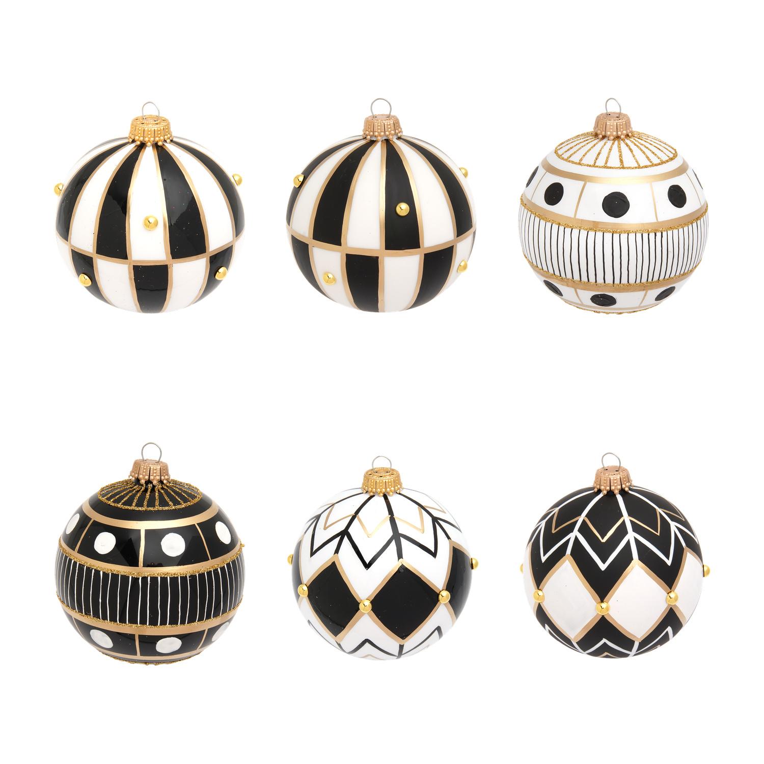 Weihnachtskugeln Art Deco Wei� 8cm