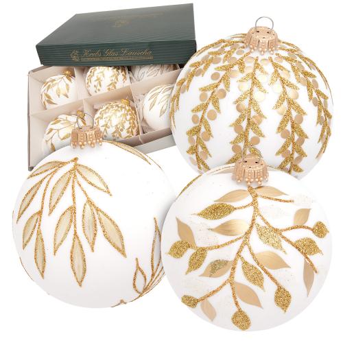 Weihnachtskugeln Aurea Wei� 8cm