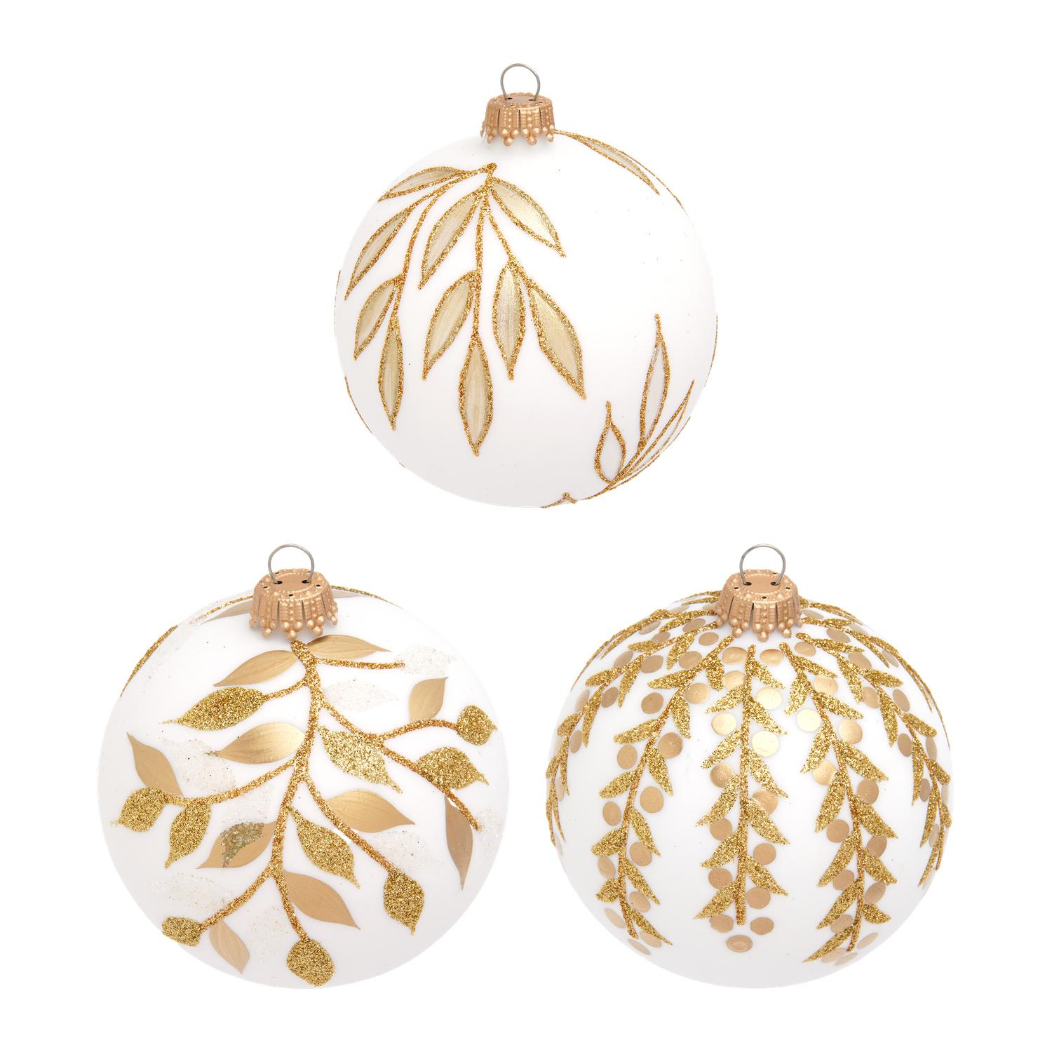 Weihnachtskugeln Aurea Wei� 8cm