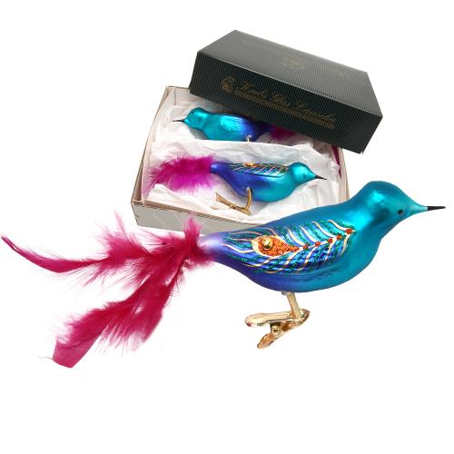 Baumschmuck Vogel Elegante Weihnacht blau 11cm