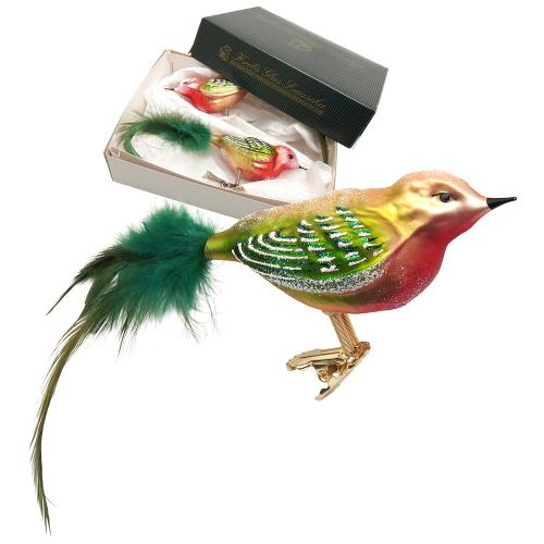 Baumschmuck Vogel Weihnachtsfink Mehrfarbig 10cm