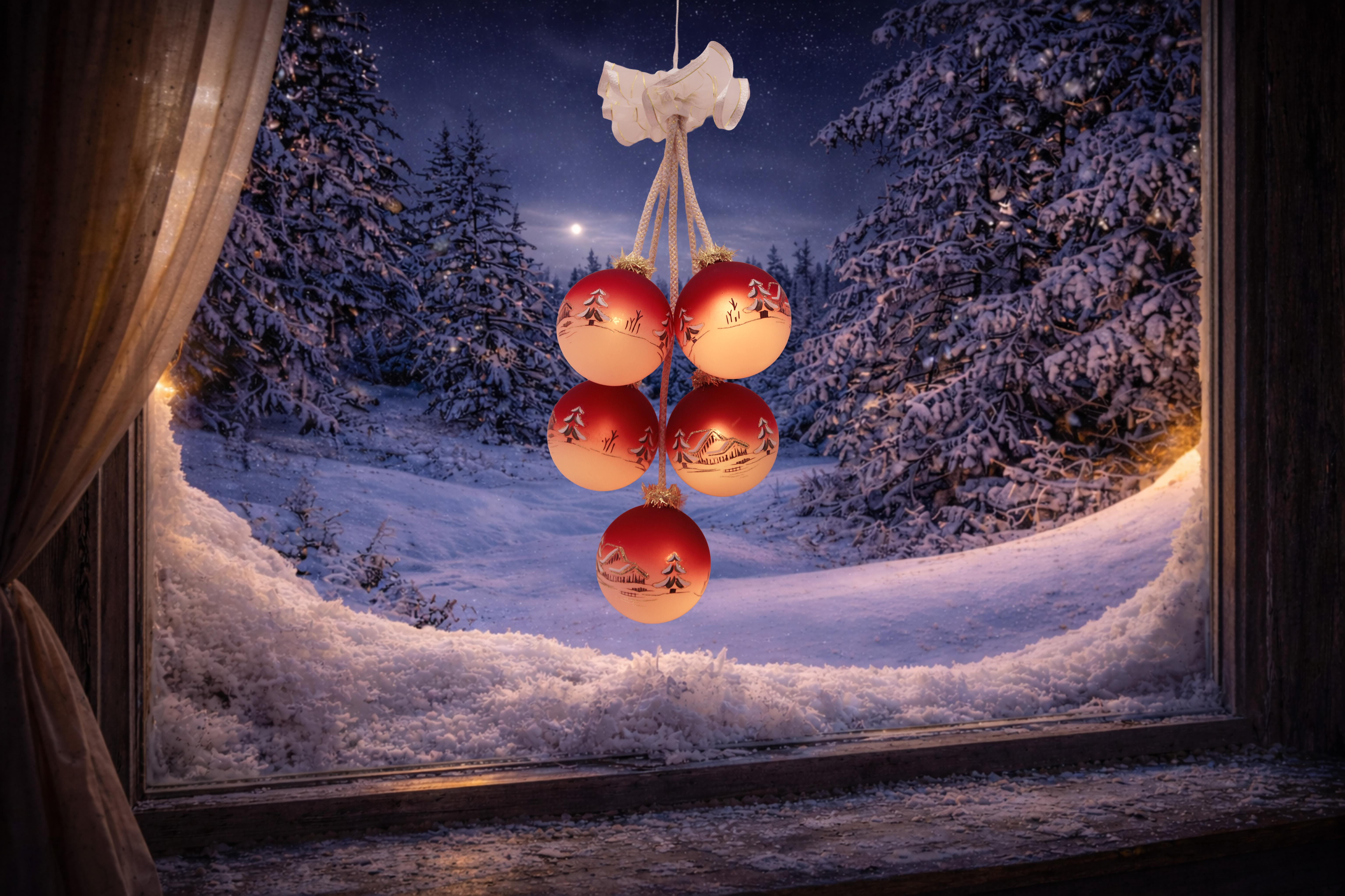 LED Weihnachtskugeln Leuchtgeh�nge Rot 8cm