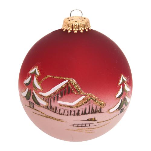 Weihnachtskugel Winterdorf Fjornheim Rot 8cm