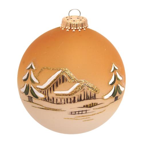 Weihnachtskugel Winterdorf Fjornheim Goldfarbig 8cm