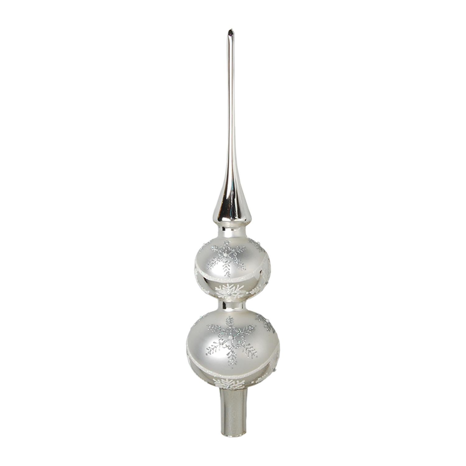 Baumspitze Schneeflocke Silberfarbig 33cm