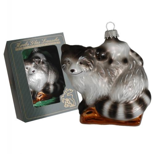 Waschbr Figur 9cm, naturell bemalt, Glasornament, mundgeblasen, handdekoriert (1)