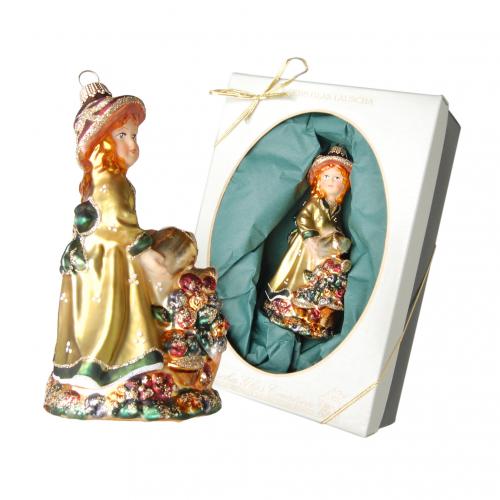 Multicolor 13cm Annabelle, Blumenmdchen mit Giekanne, Glasornament, mundgeblasen und handdekoriert