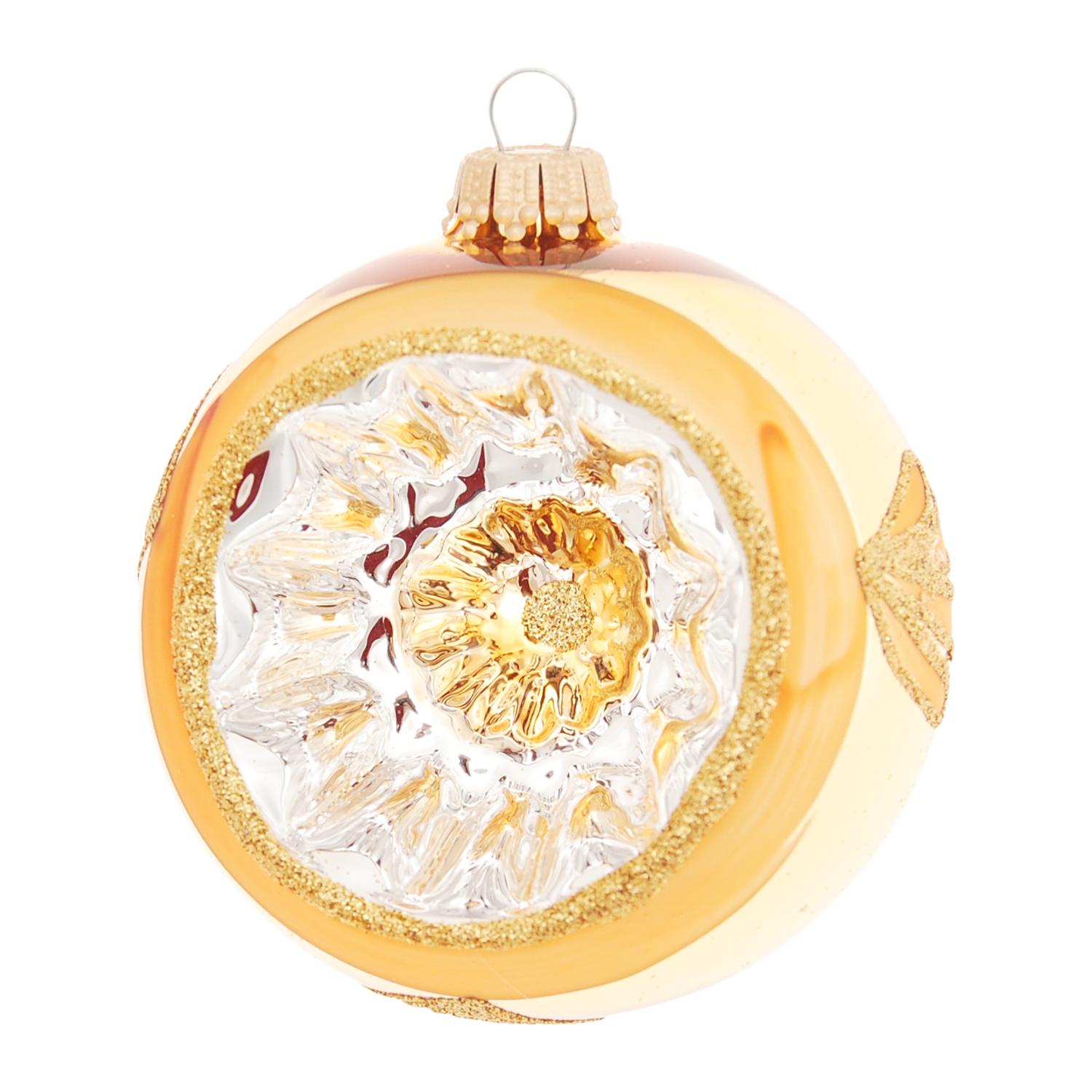 Weihnachtskugeln Reflexe Floral Goldfarbig 8cm