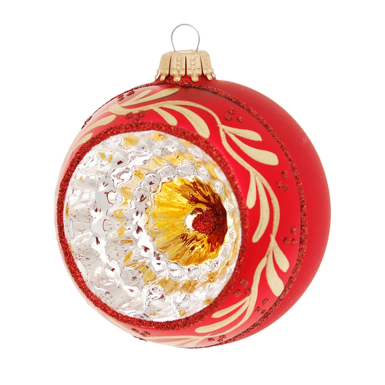 Weihnachtskugeln Reflexe Floral Rot 8cm