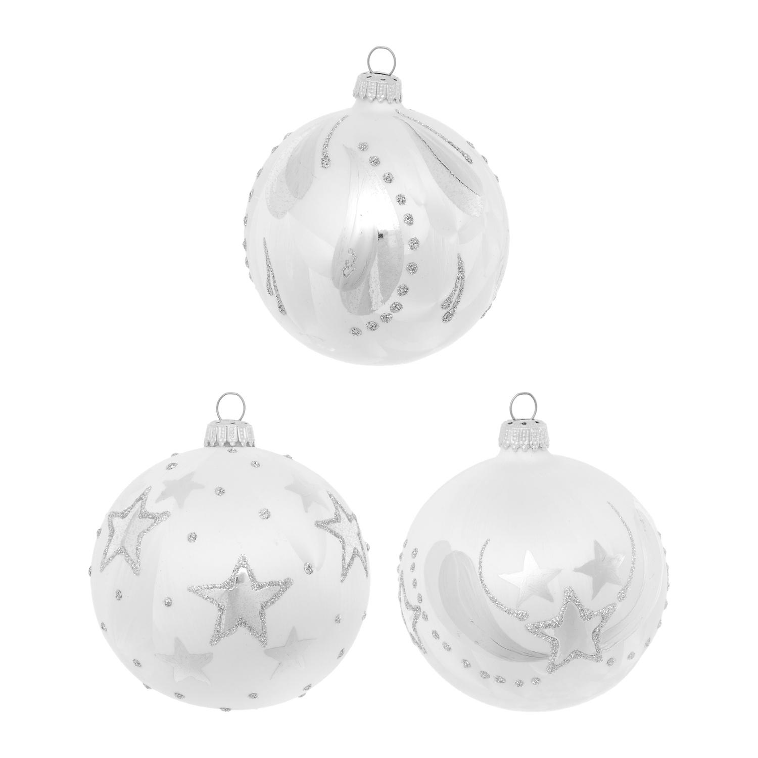 Weihnachtskugeln Set Winterzauber Silberfarbig 8cm