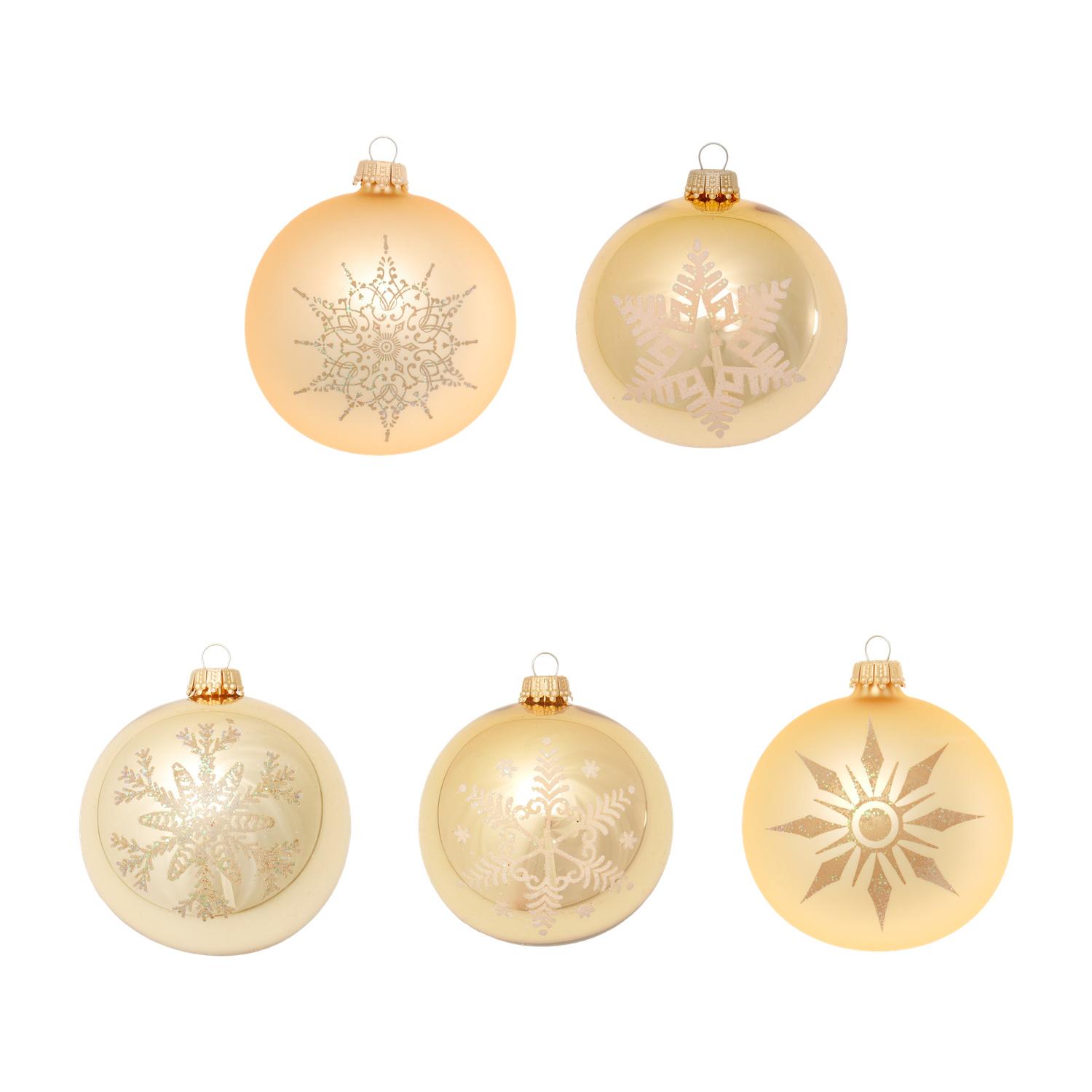 Weihnachtskugeln Set Schneeflocke Goldfarbig 8cm
