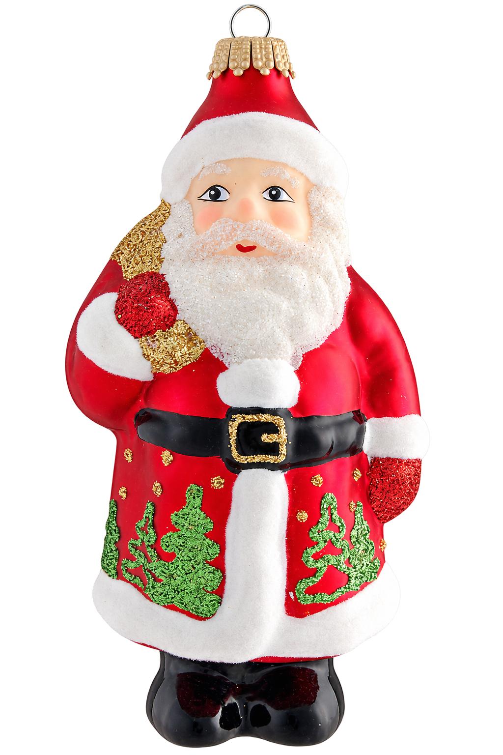 Baumschmuck Santa mit B�umen Rot 14cm