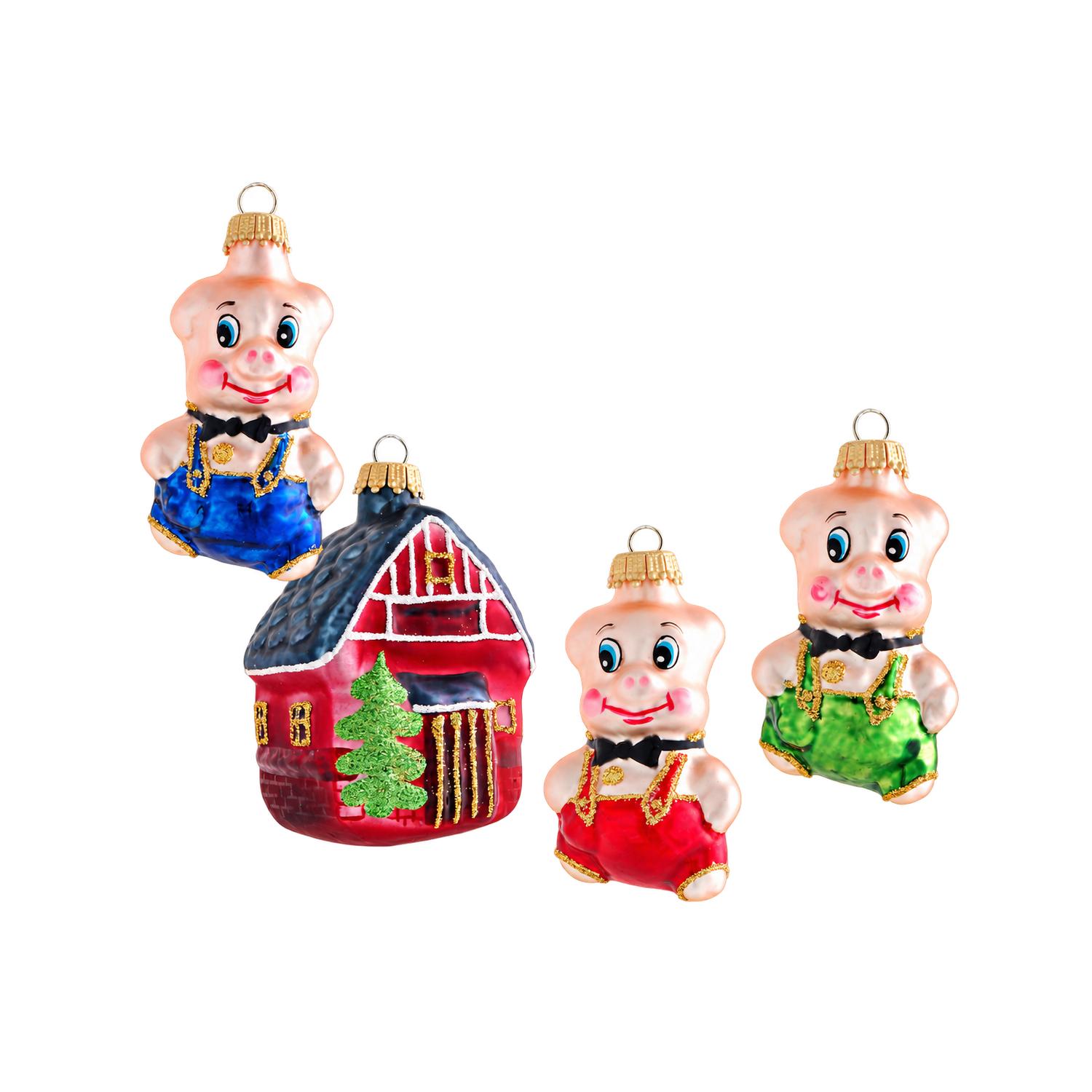 Baumschmuck Drei Kleine Schweinchen Mehrfarbig 9cm
