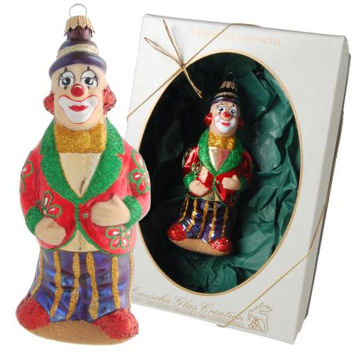 Zirkusclown 14cm, Glasornament, mundgeblasen, handdekoriert (1)