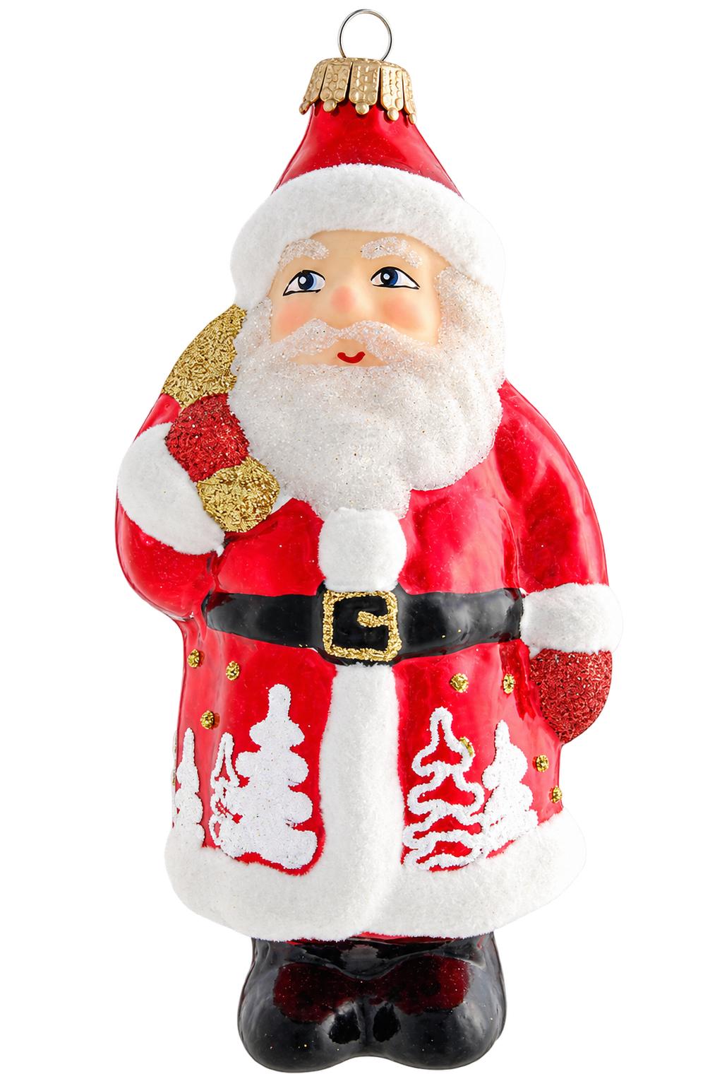 Baumschmuck Santa mit Schneeb�umen Rot 14cm