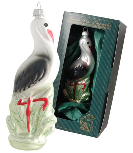 Storch 12cm, Glasornament, mundgeblasen, handdekoriert (1)