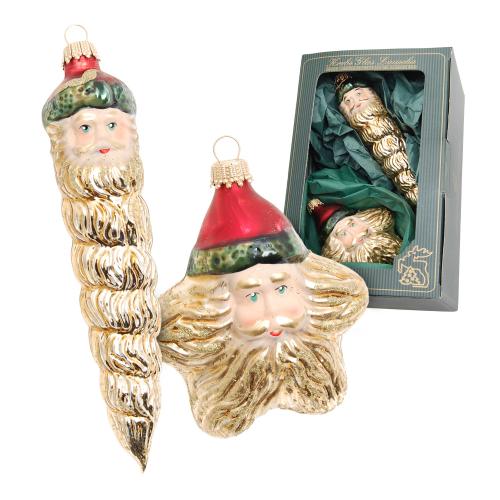 Weihnachtsmannset rot/gold.mundgeblasen, handgemalt