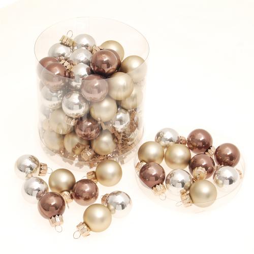 Kugeldose beige/braun/gold 2,5cm (45 Stck)