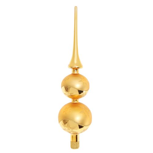 Gold glanz/matt 30cm Doppelspitze, Glasornament, handdekoriert