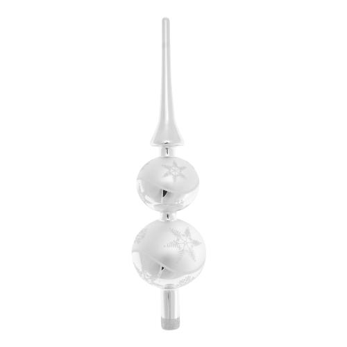 Silber glanz/matt 30cm Doppelspitze, Glasornament, handdekoriert