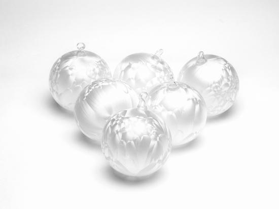 Eiswei 8cm Glaskugel mit Glasse uni mundgeblasen, 6 Stck im Karton (6)