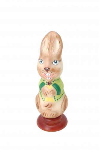 Osterhase mit grner Weste, mundgeblasen, handbemalt, 17cm (1)