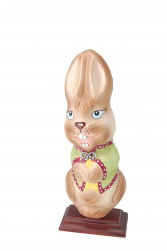 Osterhase mit grner Weste, mundgeblasen, handbemalt, 24 cm (1)