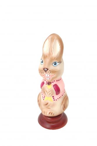 Osterhase mit rosaner Weste, mundgeblasen, handbemalt, 17cm (1)