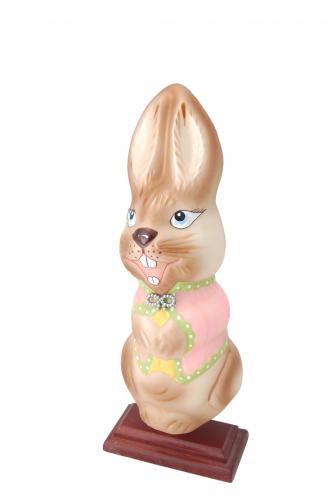 Osterhase mit rosaner Weste, mundgeblasen, handbemalt, 24cm (1)